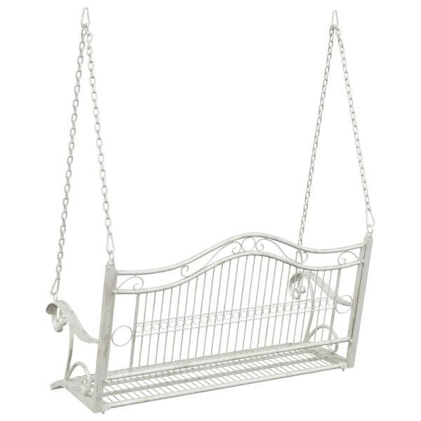 Schaukelbank Stahl 115 x 61 x 63 cm Antik Weiß
