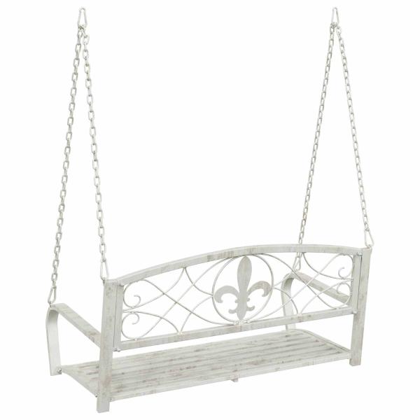 Schaukelbank Stahl 110,5 x 59 x 55 cm Antik Weiß