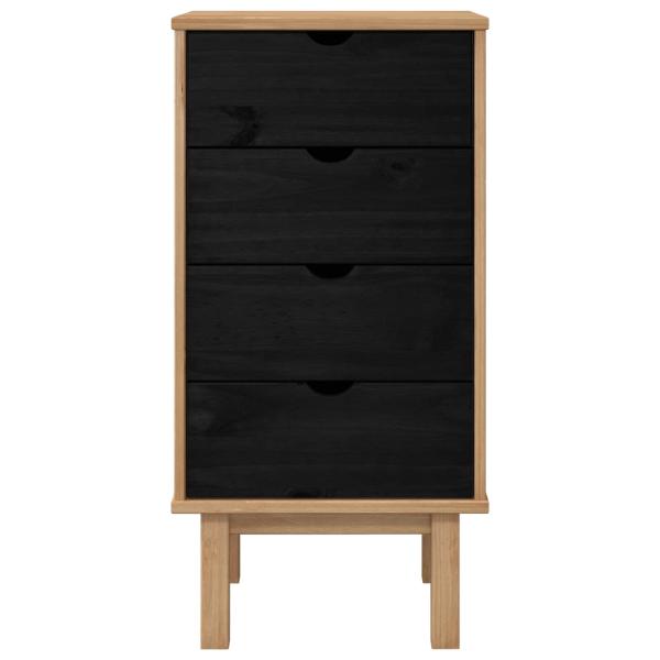 Kommode OTTA Schwarz 45 x 39 x 90 cm Massives Kiefernholz