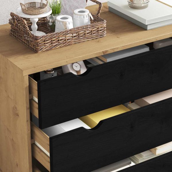 Kommode OTTA Schwarz 76,5 x 39,5 x 90 cm Massives Kiefernholz
