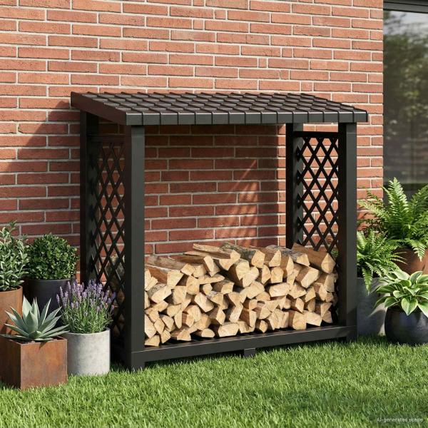 ARDEBO.de - Brennholzregal 114 x 46 x 101 cm PP Anthrazit