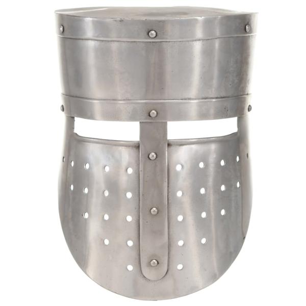 Mittelalterlicher Ritterhelm Antik Replik LARP Silbern Stahl