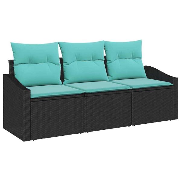 Sofa Set 3 stk. Schwarz [Synthetisch]: Poly Rattan