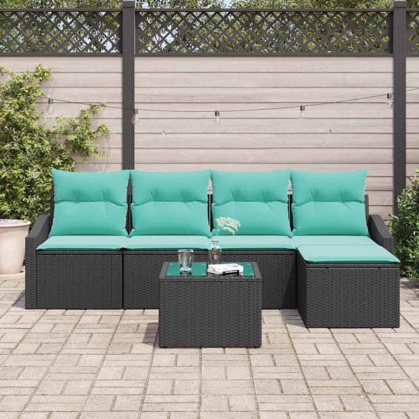 Sofa Set 6 stk. Schwarz [Synthetisch]: Poly Rattan