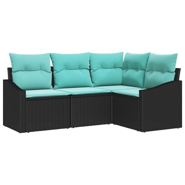 Sofa Set 4 stk. Schwarz [Synthetisch]: Poly Rattan
