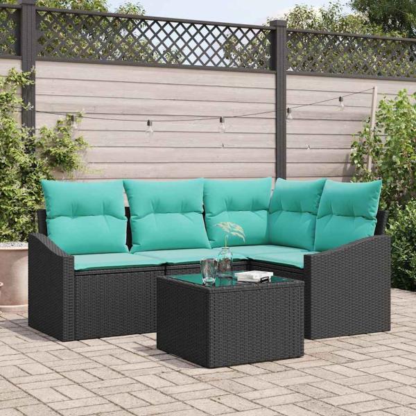ARDEBO.de - Sofa Set 5 stk. Schwarz [Synthetisch]: Poly Rattan