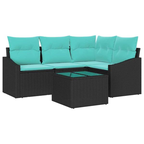 Sofa Set 5 stk. Schwarz [Synthetisch]: Poly Rattan