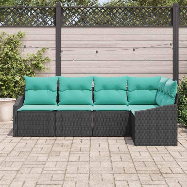 Sofa Set 5 stk. Schwarz [Synthetisch]: Poly Rattan