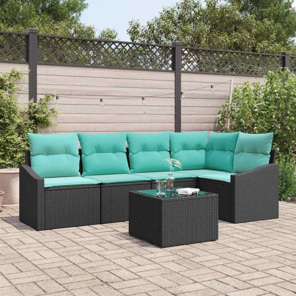 ARDEBO.de - Sofa Set 6 stk. Schwarz [Synthetisch]: Poly Rattan