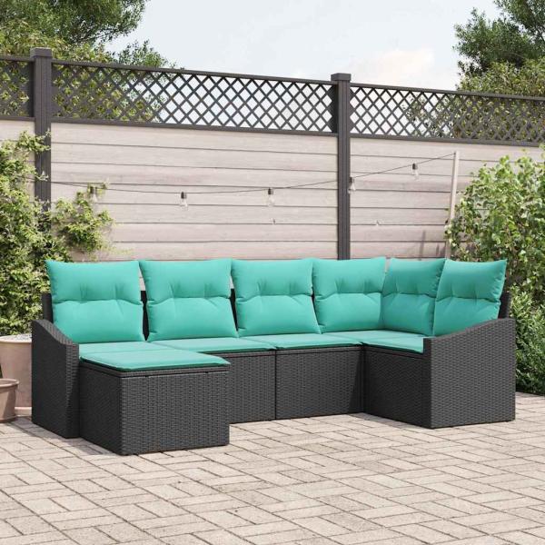 ARDEBO.de - Sofa Set 6 stk. Schwarz [Synthetisch]: Poly Rattan