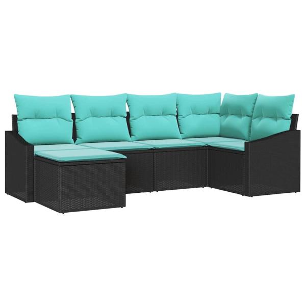 Sofa Set 6 stk. Schwarz [Synthetisch]: Poly Rattan