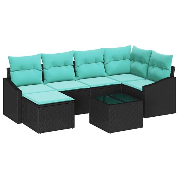 Sofa Set 7 stk. Schwarz [Synthetisch]: Poly Rattan