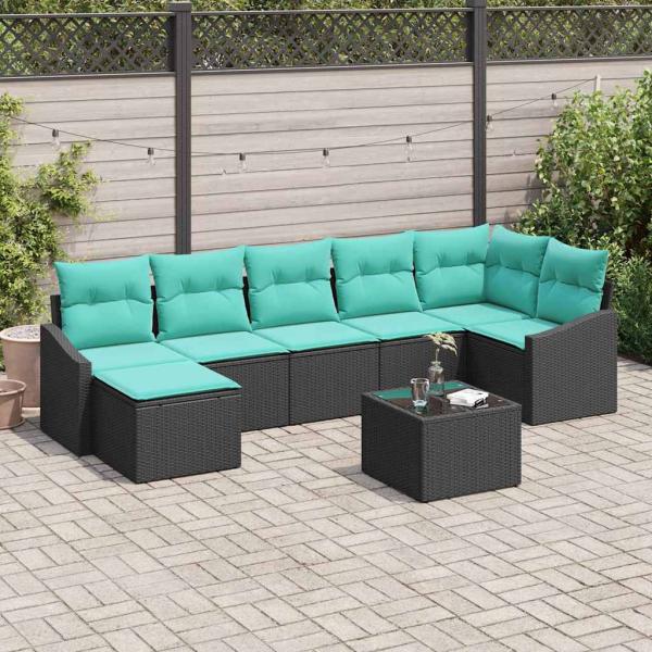 ARDEBO.de - Sofa Set 8 stk. Schwarz [Synthetisch]: Poly Rattan