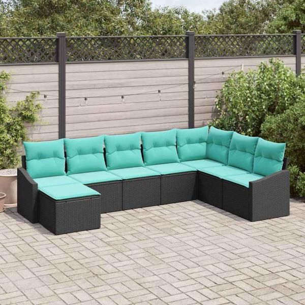 ARDEBO.de - Sofa Set 8 Stk. Schwarz [Synthetisch]: Poly Rattan
