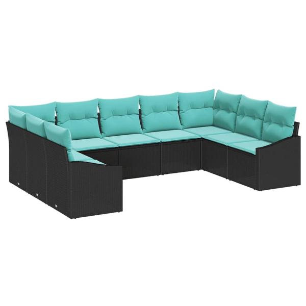 Sofa Set 9 stk. Schwarz [Synthetisch]: Poly Rattan