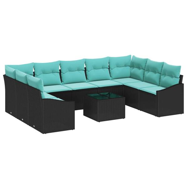 Sofa Set 10 stk. Schwarz [Synthetisch]: Poly Rattan