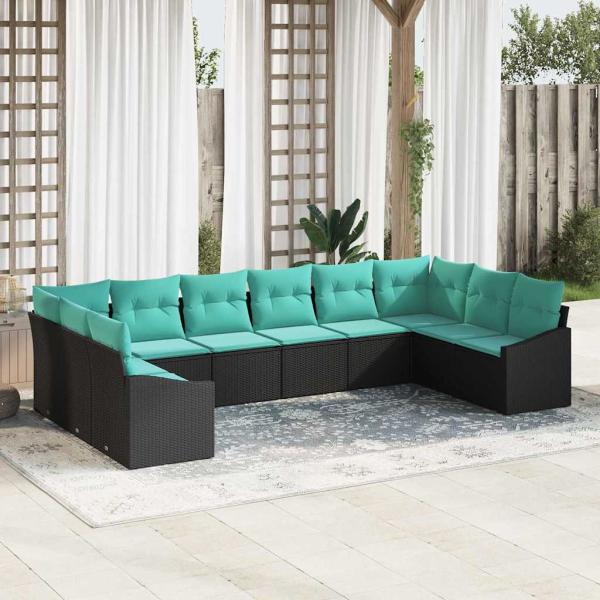 ARDEBO.de - Sofa Set 10 stk. Schwarz [Synthetisch]: Poly Rattan