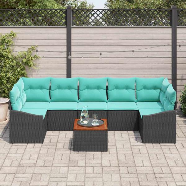 Gartensofa-set 8 stk. Schwarz Poly-Rattan