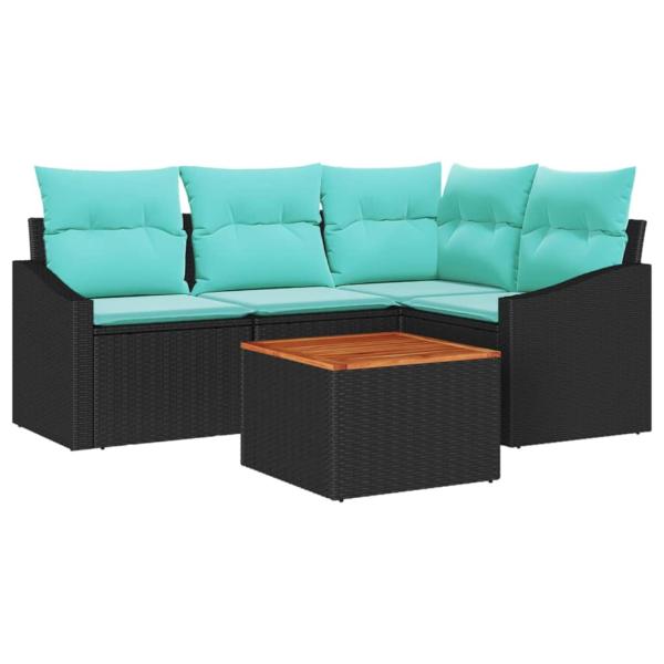 Gartensofa-set 5 stk. Schwarz Poly-Rattan