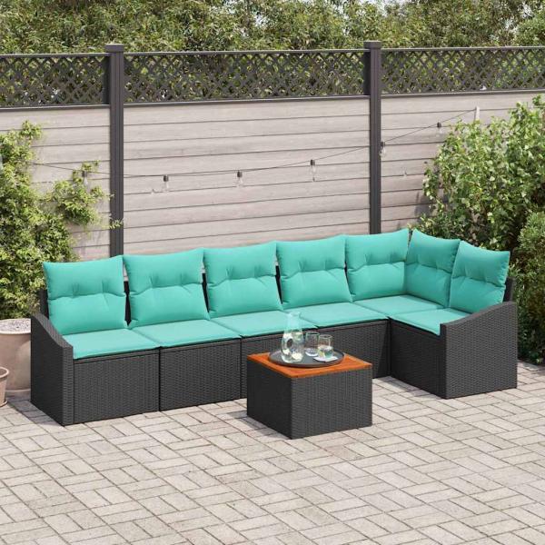 ARDEBO.de - Gartensofa-set 7 stk. Schwarz Poly-Rattan