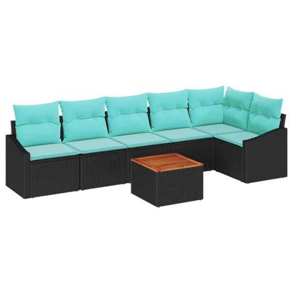 Gartensofa-set 7 stk. Schwarz Poly-Rattan