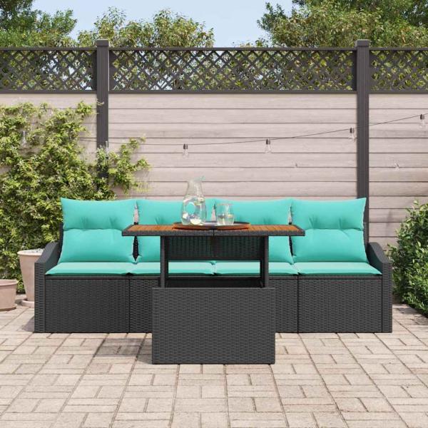 Gartensofa-set 5 stk. 4-Sitzanzahl Schwarz und Türkis