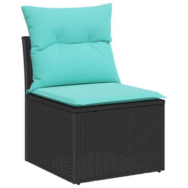 Gartensofa-set 9 stk. 8-Sitzanzahl Schwarz und Türkis