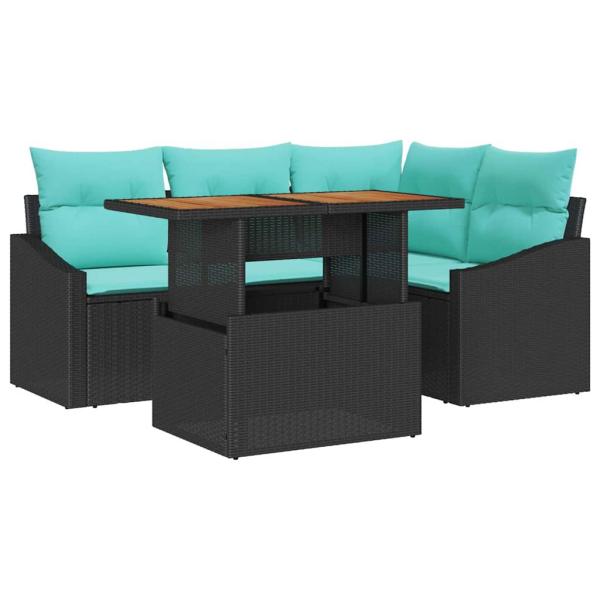 Gartensofa-set 5 stk. 4-Sitzanzahl Schwarz und Türkis