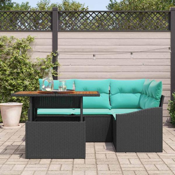 Gartensofa-set 5 stk. 4-Sitzanzahl Schwarz und Türkis