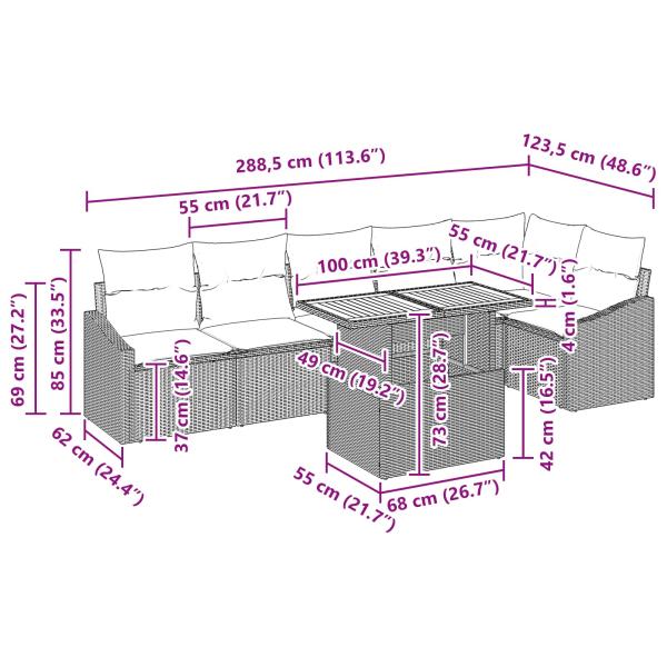 Gartensofa-set 7 stk. 6-Sitzanzahl Schwarz und Türkis