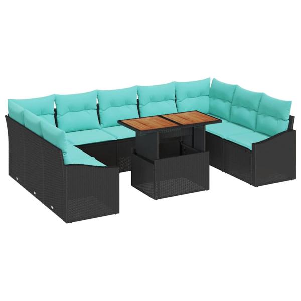 Gartensofa-set 10 stk. 9-Sitzanzahl Schwarz und Türkis
