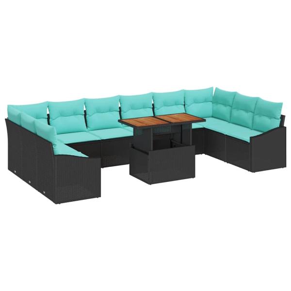 Gartensofa-set 11 stk. 10-Sitzanzahl Schwarz und Türkis