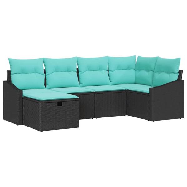 Sofa Set 6 stk. Schwarz Poly-Rattan