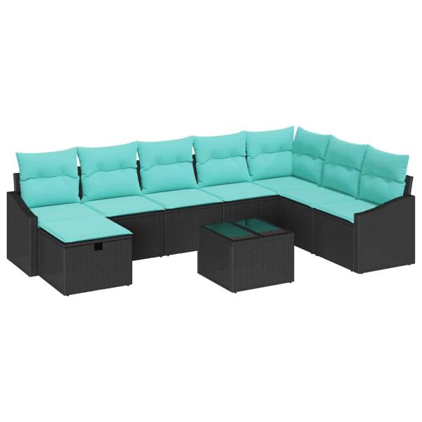Gartensofa-set 9 pcs Poly-Rattan