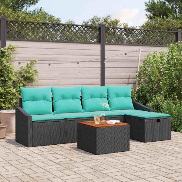 ARDEBO.de - Gartensofa-set 6 stk. Schwarz Poly-Rattan
