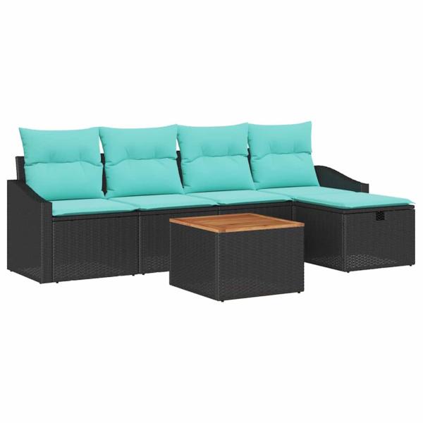 Gartensofa-set 6 stk. Schwarz Poly-Rattan