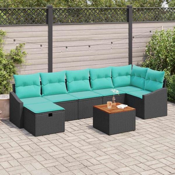 ARDEBO.de - Gartensofa-set 8 stk. Schwarz Poly-Rattan