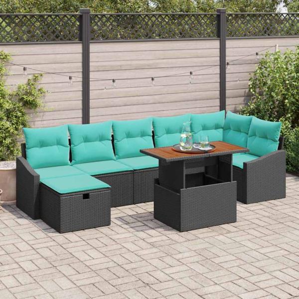 ARDEBO.de - Gartensofa-set 8 stk. Schwarz Poly-Rattan