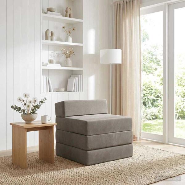 ARDEBO.de - Klappsofa Bett Hellgrau 70 x 60 x 63 cm Samt