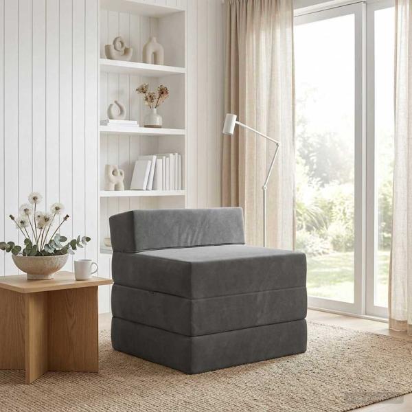 ARDEBO.de - Klappsofa Bett Dunkelgrau 200 x 70 x 15 cm Samt