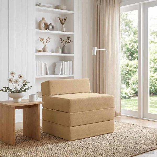 ARDEBO.de - Klappsofa Bett Hellgrün-Grau 200 x 70 x 15 cm Cordstoff