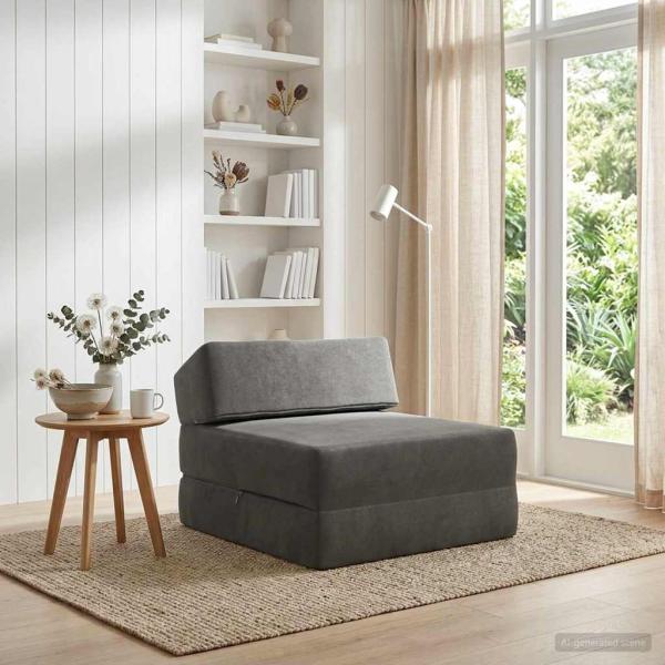 ARDEBO.de - Klappsofa Bett Dunkelgrau 60 x 70 x 41 cm Stoff