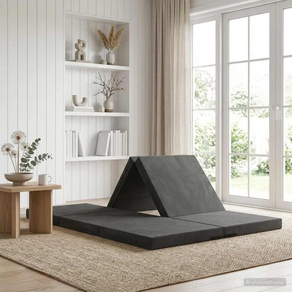 ARDEBO.de - Klappsofa Bett 140 x 67 x 15 cm Dunkelgrau