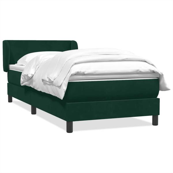 ARDEBO.de - Boxspringbett mit Matratze Dunkelgrün 80x220 cm Samt