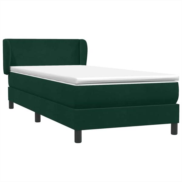 Boxspringbett mit Matratze Dunkelgrün 80x220 cm Samt