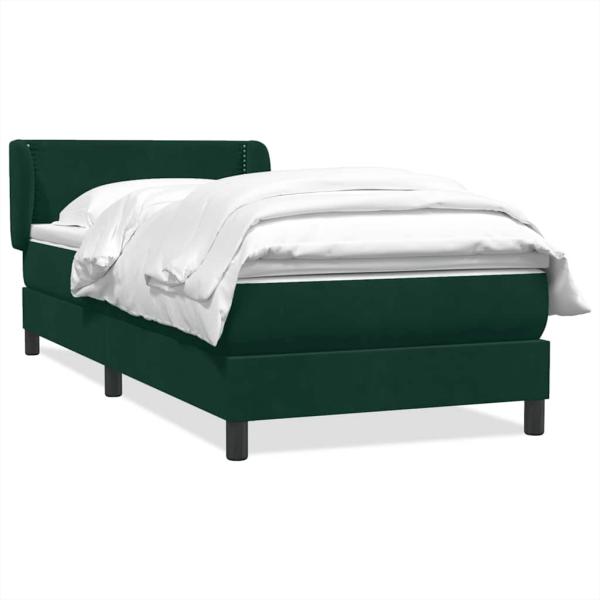 Boxspringbett mit Matratze Dunkelgrün 80x220 cm Samt