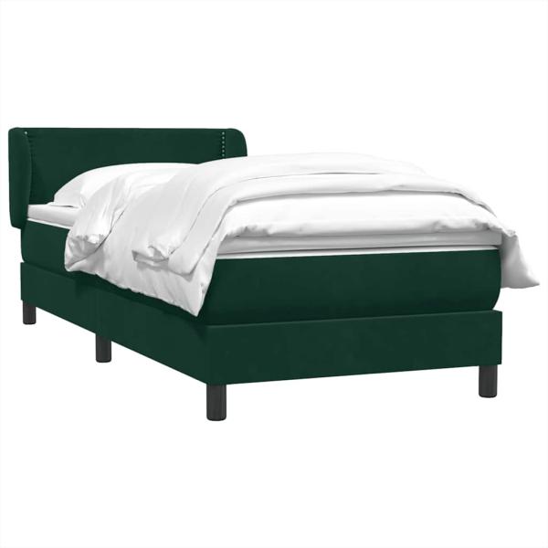 Boxspringbett mit Matratze Dunkelgrün 80x220 cm Samt