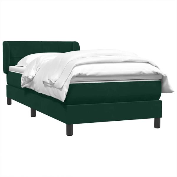 Boxspringbett mit Matratze Dunkelgrün 80x220 cm Samt
