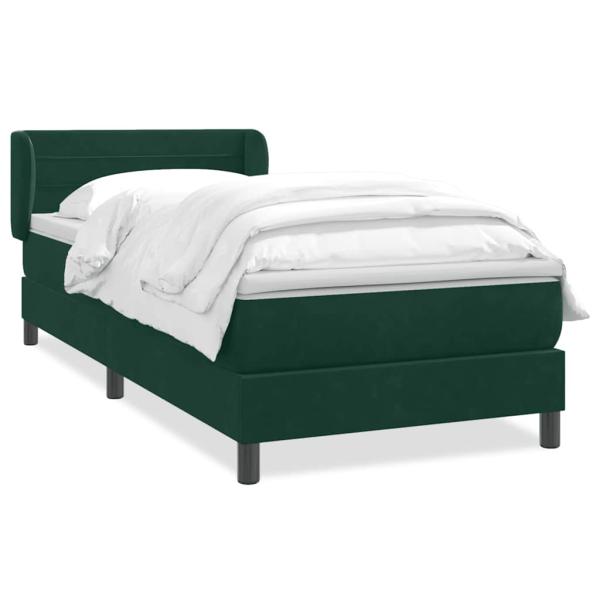 Boxspringbett mit Matratze Dunkelgrün 80x220 cm Samt