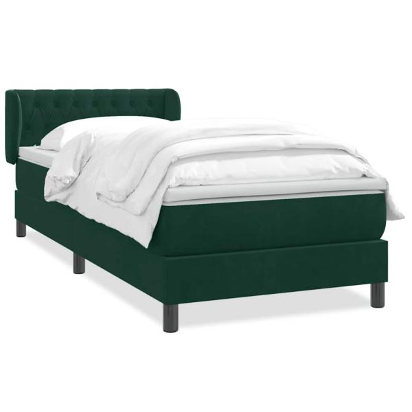 Boxspringbett mit Matratze Dunkelgrün 80x220 cm Samt